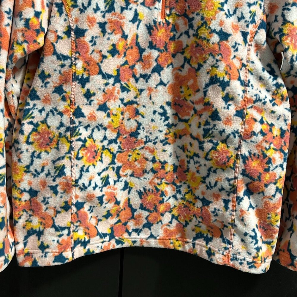 Land's End Multi Color Floral 1/4 Zip Fleece Pull-over Women's Size M (8-10) - Picture 4 of 10